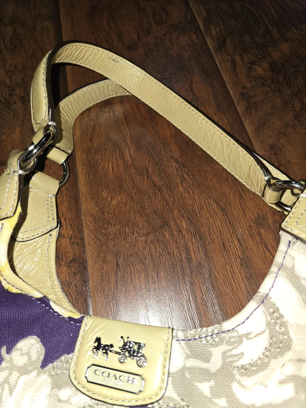 Coach Floral Canvas Hobo Bag in Purple & Yellow